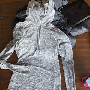 Zella gray athletic quarter-zip, ladies xs